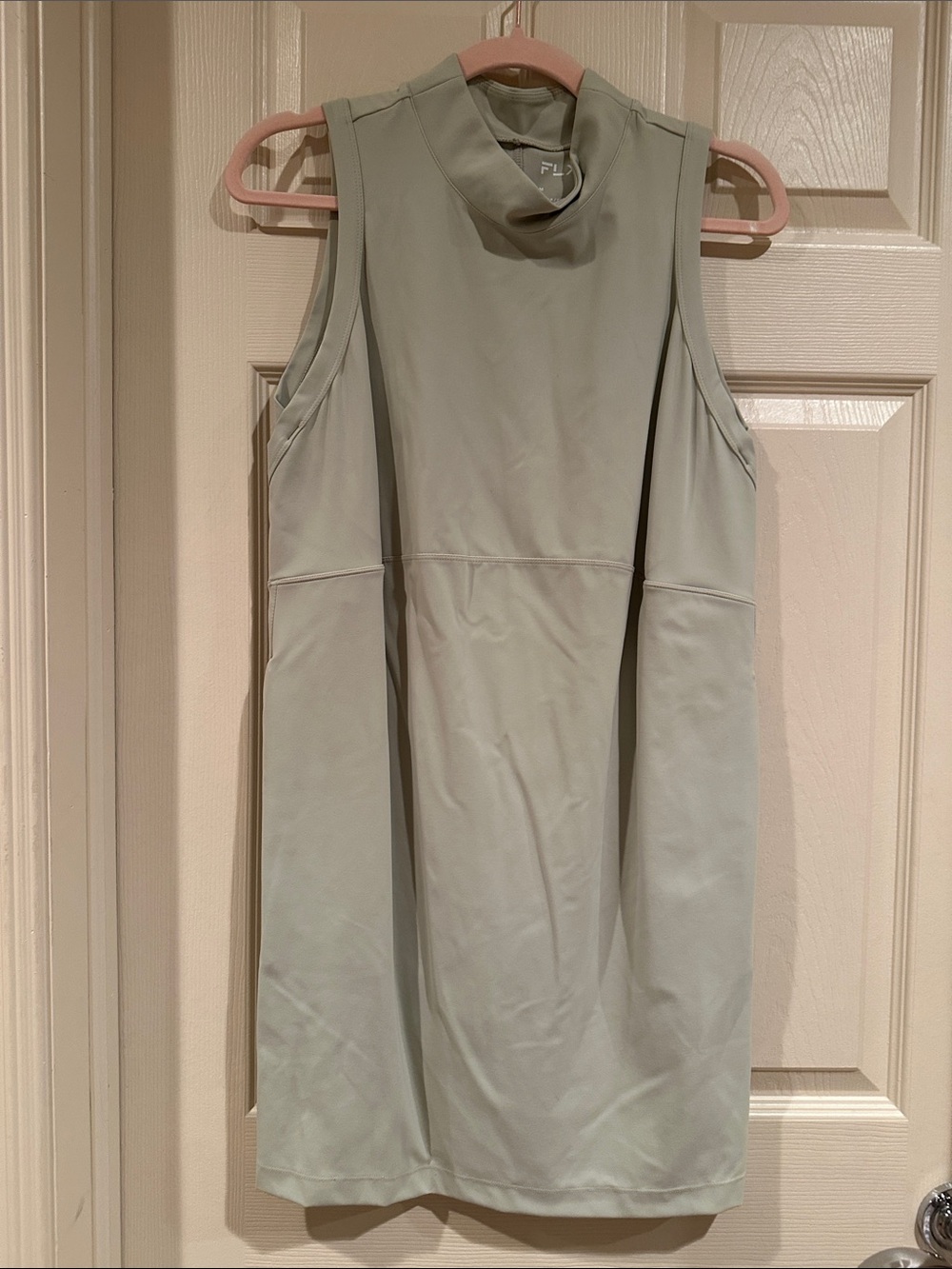 Mock Neck Sleeveless Shift Dress in Sage